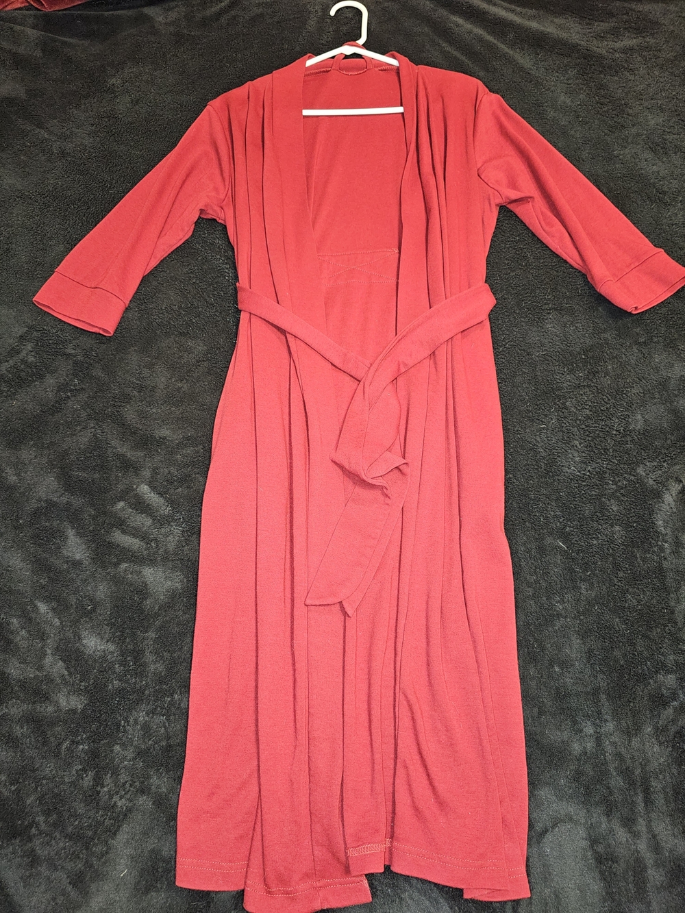 Red Women's Long Robe with Belt